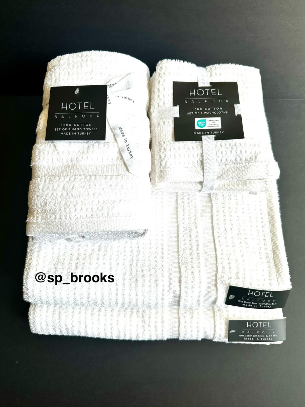 🎁8PC Hotel Balfour Bath Towels White Waffle Made in Turkey Soft Cotton Towels
